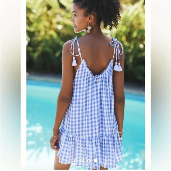 Maaji Seersucker Magnolia Mini Cover Up dress Size M l Purple Gingham - Picture 2 of 8